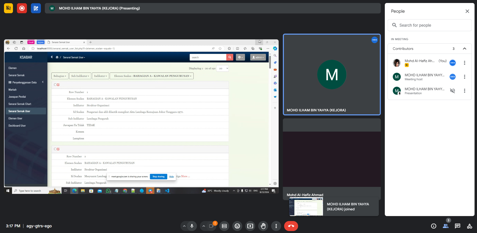 Sesi Coaching PHPRunner kepada staf KEJORA (23 Ogos 2024)